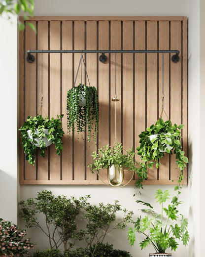 SOFITORG Plant Haning Rod, Hanging Planters for Indoor Plants with 6 Chains, Wall Plant Hanging Bar for Window Celling, 65.7 Inch, Metal Black, Pots Not Included