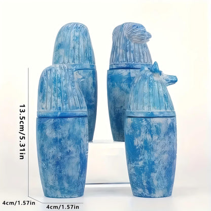 Will Art Museum 4pcs Ancient Egyptian Gods Canopic Jar Statue Resin Four Sons of Horus Egyptian Statue Ornaments Hand Painted Egypt Collectible Decor Sculpture Replica