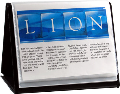 Lion Flip-N-Tell Display Book-N-Easel, Letter, 20 Double Sided Pocket, Horizontal, 1 Easel Display Book (39008-H)