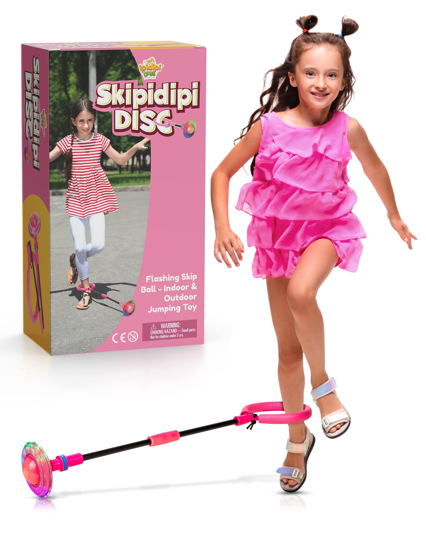 IPIDIPI TOYS Ankle Toy - Pink Flashing Retro Jumping Hopper Ball, Ankle Jump Rope Skip Ball - Improve Coordination, Get Exercise The Fun Way - Ideal Retro Birthday Gift for Kids Ages 5-12