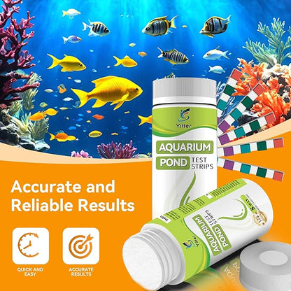 175-Count 8-Way Aquarium Test Strips with Ammonia-Accurate Test Ammonia,pH, Total Alkalinity, Carbonate, Hardness, Free Chlorine, Nitrate and Nitrite for Fish Tanks & Ponds