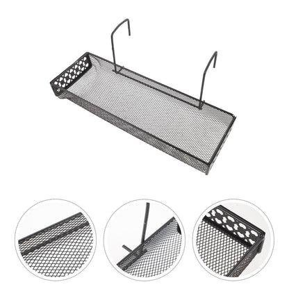 IDEANATEGRATE Hanging Flower Rack Indoor Iron Plant Stand Hooks Black Metal Balcony Garden Patio Railing Shelf