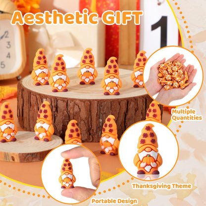 DoubleFill 50 Pcs Thanksgiving Pumpkin Mini Gnomes Figurines Fall Miniatures Gnomes Maple Leaf Decorations Ornaments for Autumn Tiered Tray Table Centerpieces Harvest Party Favors Gift to Hide and See