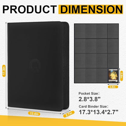 1024 Pocket Trading Card Binder Compatible with Pokemon TCG MTG Baseball Sports Cards, Trading Card Side Loading Zip Binder, Premium Leather Card Collection Storage Binders