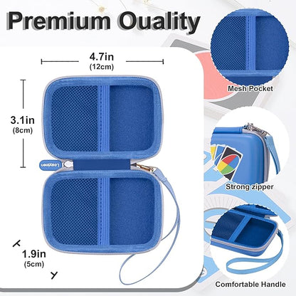 Leayjeen Cards Case Compatible with Skip BO/UNO/Pokemon/Phase 10 Card Game,Fits Up to 108 Cards,Carrying Storage Bag for Travel-Blue(Case Only)