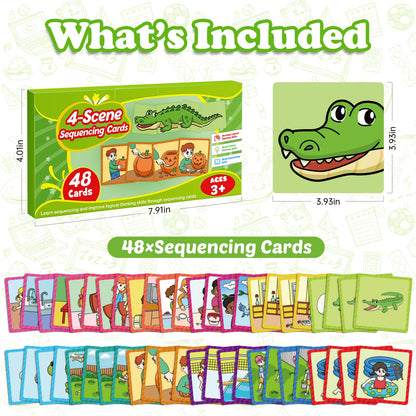 Kasfalci Sequencing Cards,Sequence Board Game for Kids,Speech Therapy Materials Toys for Autism,Story Storytelling,Social Skills,Sentence Building,Preschool Learning Activities,Classroom & Homeschool