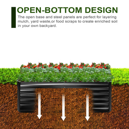 EDOSTORY Metal Raised Bed Garden Bed Kit, 6x3x2ft Tall Galvanized Planter Raised Garden Boxes Outdoor, Large Metal Raised Garden Beds for Flowers, Vegetables, Herbs