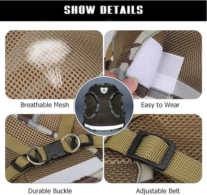 FEimaX Dog Harness and Leash Set for Walking, Soft Mesh Adjustable Easy Control Lightweight Cat Vest Harnesses with Reflective Strips, Escape Proof Small Dogs Cats Vests