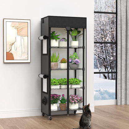 sagrynfp Small Greenhouse for Indoors, 5 Tier 23.1" L×13.2" W×61.2" H mini Greenhouse Outdoor, Indoor Adjustable Shelves