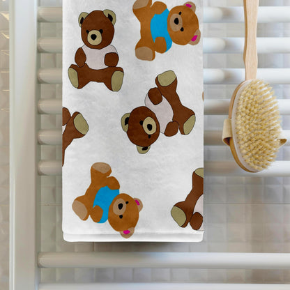 3D Rose TWL_236208_1 Image of Cute Teddy Bears in Repeat Toss Pattern Towel, 15" x 22"