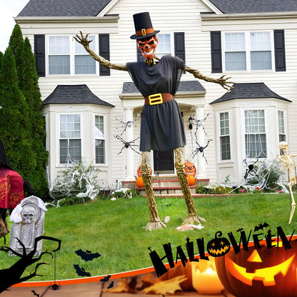 Tarpop 2Pcs Halloween 12 ft Skeleton Outfit Set Giant Skeleton Pilgrim Costume Includes Black Jazz Hat Pilgrim Jacket for Halloween Thanksgiving Outdoor Yard House Prop Decorations