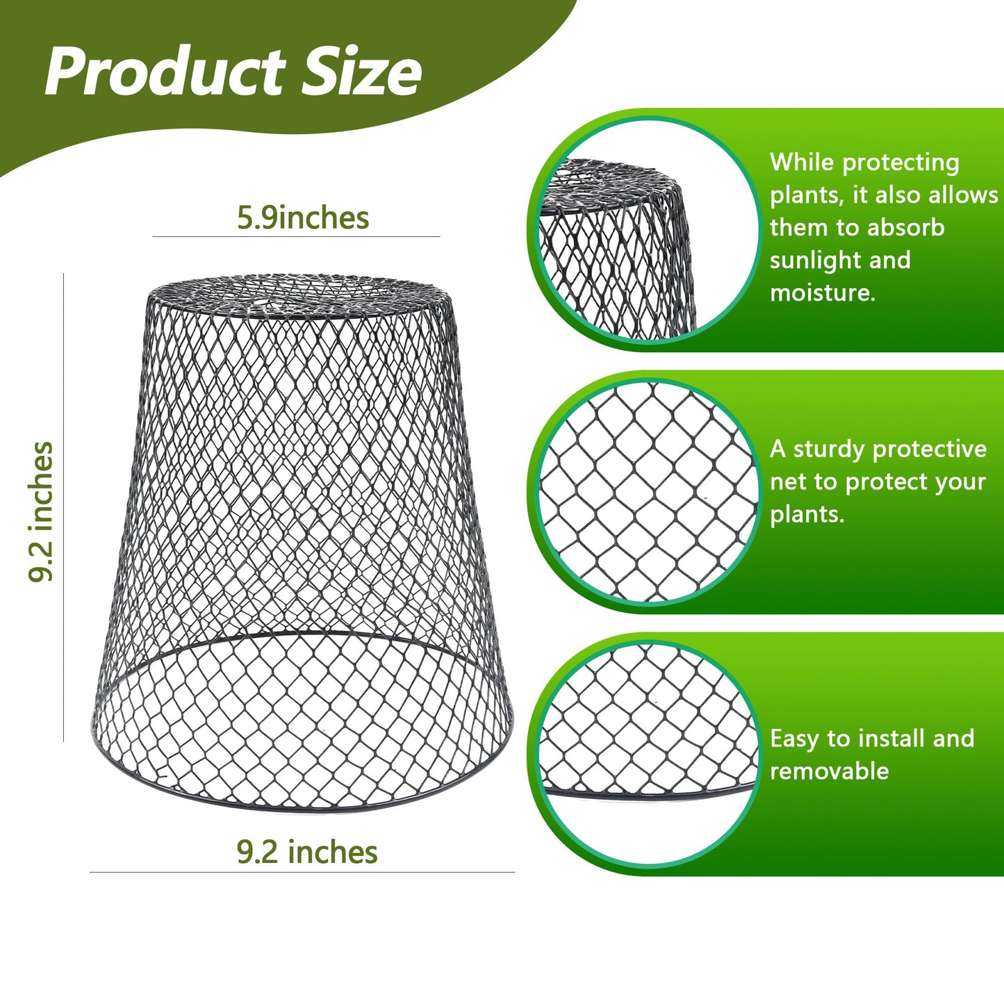 Anothera 10Pcs Chicken Wire Cloche Plant Covers, 9.2×9.2 Inches Plant Protectors from Animals, Metal Garden Plant Cages for Outdoor Plants, Keep Rabbits, Squirrels, Birds Out