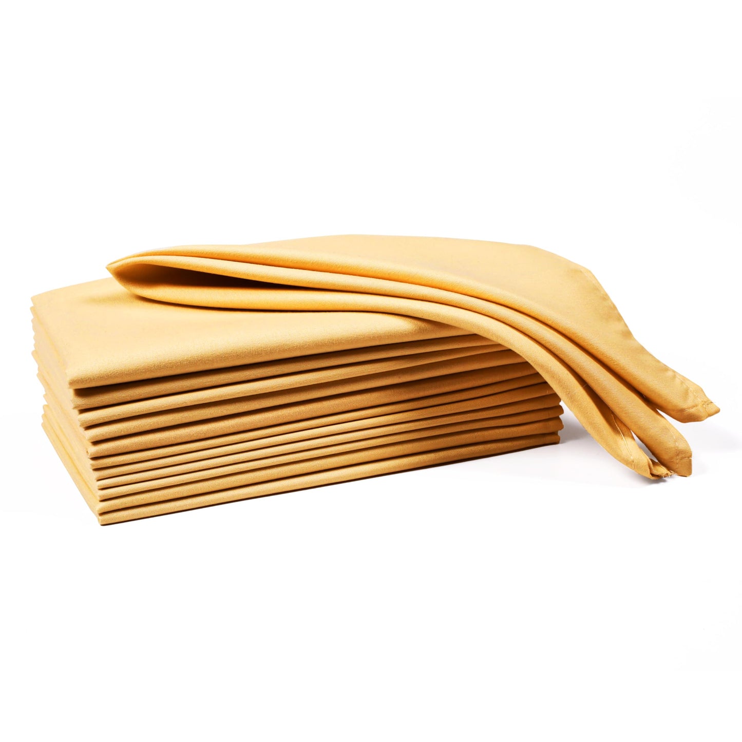 Cloth Dinner Napkins with Hemmed Edges 17x17 Inches Washable - 100% Polyester Soft & Comfortable Reusable Napkins for Weddings, Parties or Daily Use (Set of 12, Mustard)