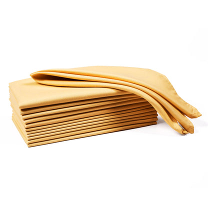 Cloth Dinner Napkins with Hemmed Edges 17x17 Inches Washable - 100% Polyester Soft & Comfortable Reusable Napkins for Weddings, Parties or Daily Use (Set of 12, Mustard)