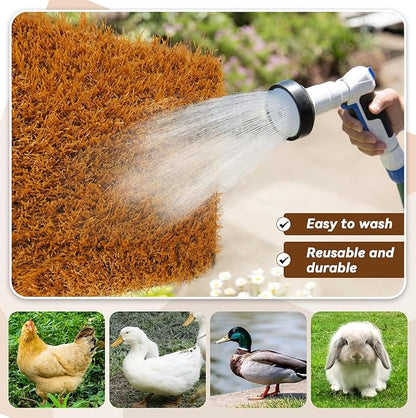 6 Pcs Washable Chicken Nesting Pads,Chickens Nesting Box Pads Chickens Nesting Pads Artificial Grass Rug Reusable Hens Nest Boxes Pad Chicken Coop Bedding for Laying Eggs (12 x 12 x 0.78 Inches)