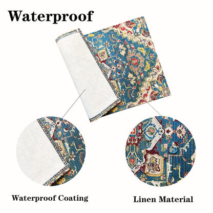 Kerton Stork Blue Cream Placemats Set of 8, Boho Bohemian Place Mats