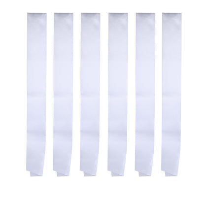 Pack of 6 Blank Satin Pageant Sashes for Princess, Beauty Queen, Homecoming, Winner, Mayor and DIY Decoration, White