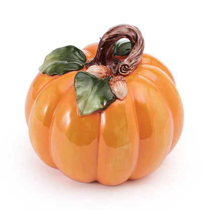 Fitz and Floyd Harvest Halloween Pumpkin Ceramic Figurine, 7.5 inch