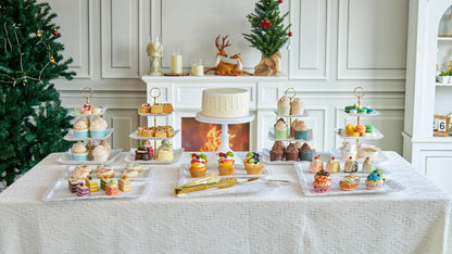 SMARTGUIVAL 13-Piece Cake Display Set, 4 Square 3-Tier Cupcake Stands, Large Cake Stand, 6 Rectangular Trays, Golden Tongs & Server – Dessert Table Display for Weddings, Baby Showers & Parties