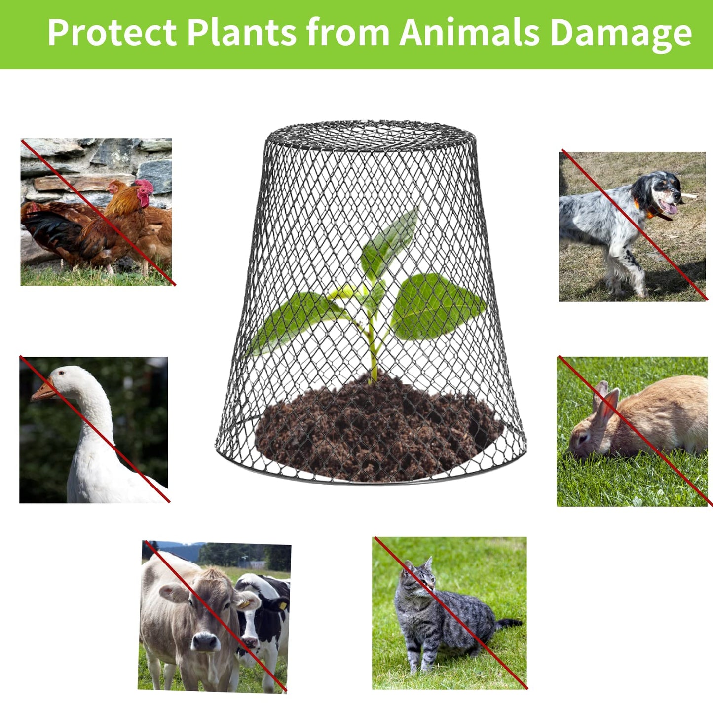 24 Pcs Chicken Wire Cloche Plant Protector Cover Plant Protector from Animals Metal Garden Protections for Plants, Shrubs and Vegetables with 48 Ground Stakes (24)
