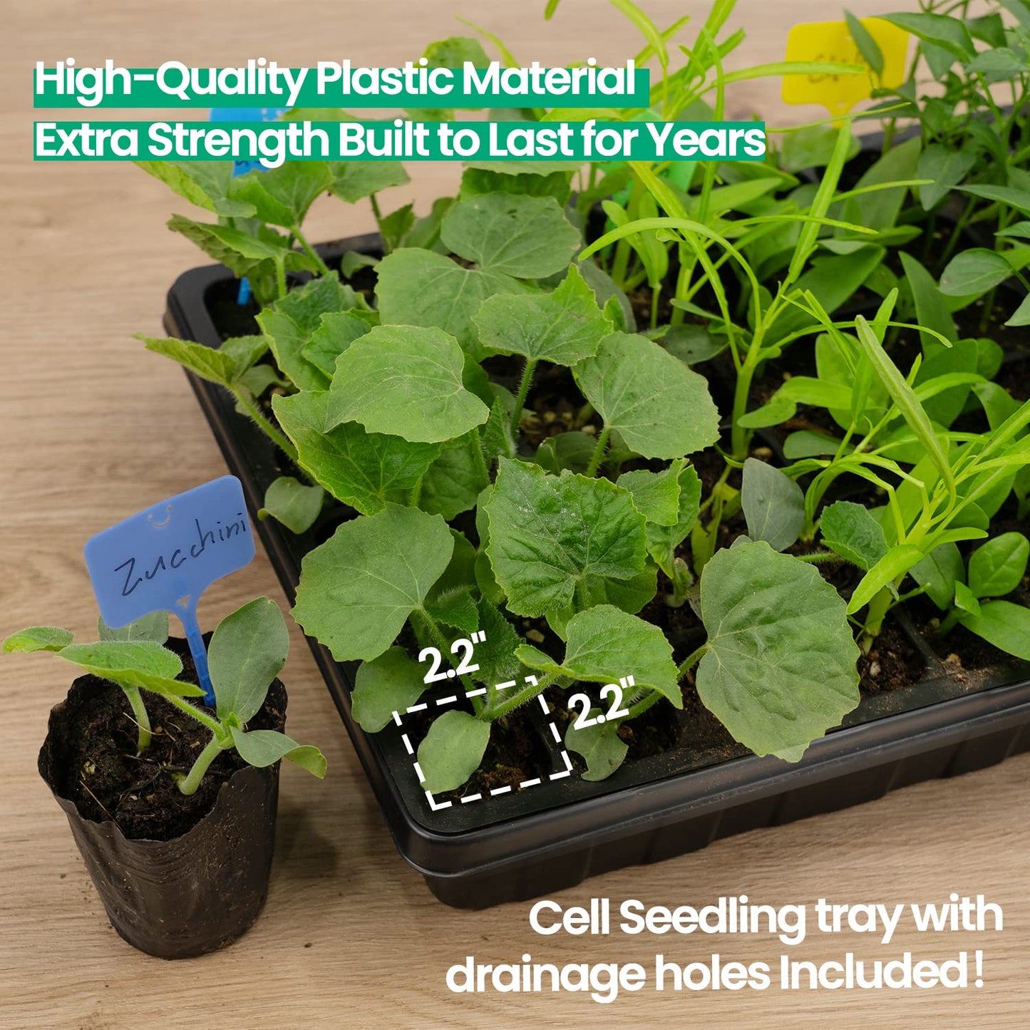 SOLIGT 2 Set 60-Cell Seed Starter Kit - Strong Seed Trays with Humidity Domes, Cell Trays and Seedling Heat Mats - Cloning, Propagation and Germination Station
