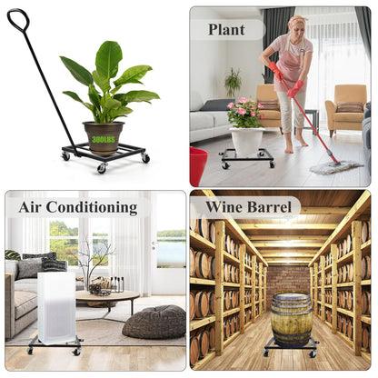 Goooxim 14 Inch Plant Dolly with Wheels - Heavy Duty Steel Caddy for Indoor & Outdoor Pots, 360° Rotating Rollers, Detachable Handle, High Capacity for Easy Mobility & Stability