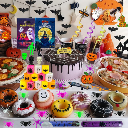 CHSLtmxq 206pcs Halloween Party Favors, Stationery Supplies Set, Halloween Treats Goodie Bags Fillers gifts, Halloween Prizes for Trick or Treat