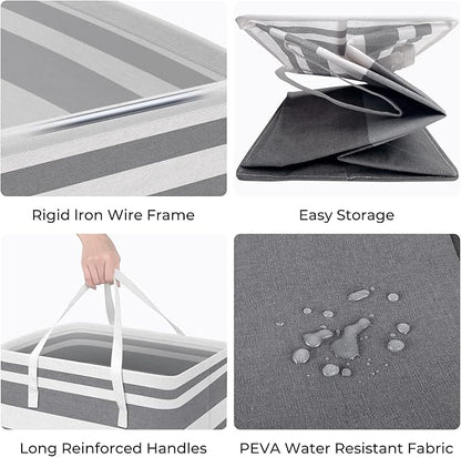 HomeHacks 4-Pack Large Laundry Basket,75L Each Waterproof, Freestanding Laundry Hamper, Collapsible Tall Clothes Hamper with Extended Handles for Clothes in the Dorm and Family-Gradient Grey