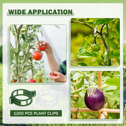 Vesici 1200 Pcs Plant Support Clips Tomato Vine Clips Grape Vine Garden Clips for Climbing Trellis Flower Crop Orchid Vegetable to Grow Upright and Make Healthier, Green and White