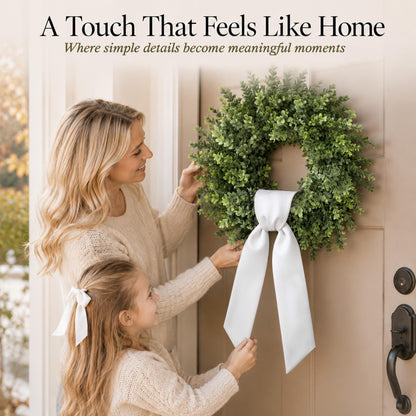 Presentastic 2 Pcs White Wreath Sash for Front Door, Embroidery Blank Wreath Sashes, Textured Twill Finish Sash Ribbon Accessories for Flower Bouquet Garland Yard Doorway Wedding Xmas, 4.5 x 57 Inches