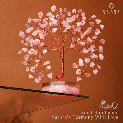 Rose Quartz Crystal Tree of Life Birthday Gifts for Women, Girls Friends, Handmade Chakra Healing Crystals Tree for Home Office Decor, Positivity, Good Luck, Money, Unique Gifts for Her Mom, Sister