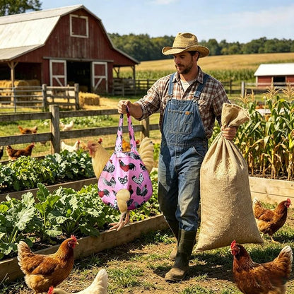 Chicken Carrier Sling Holder Bag with Handle, Driving Poultry Carriers Handbag for Farm Owners and Pet Lover Chicken Holder Poultry Travel (Pink)