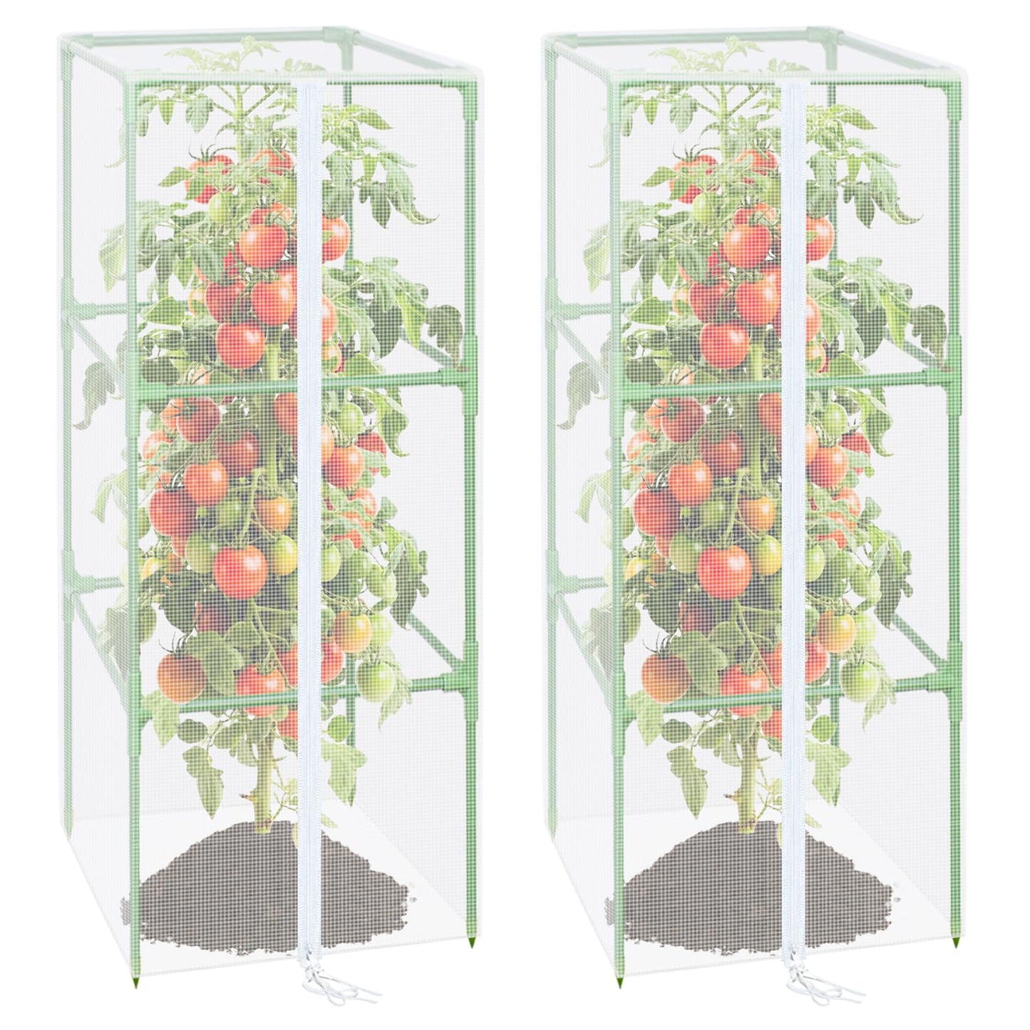 ZeeDix 43.3" x 16.1" Garden Bird Netting for Square Tomato Cage, 2 Pack Garden Mesh Barrier, Plant Covers Protect Tomatoes, Vegetables, Blueberry Bush from Birds & Pests