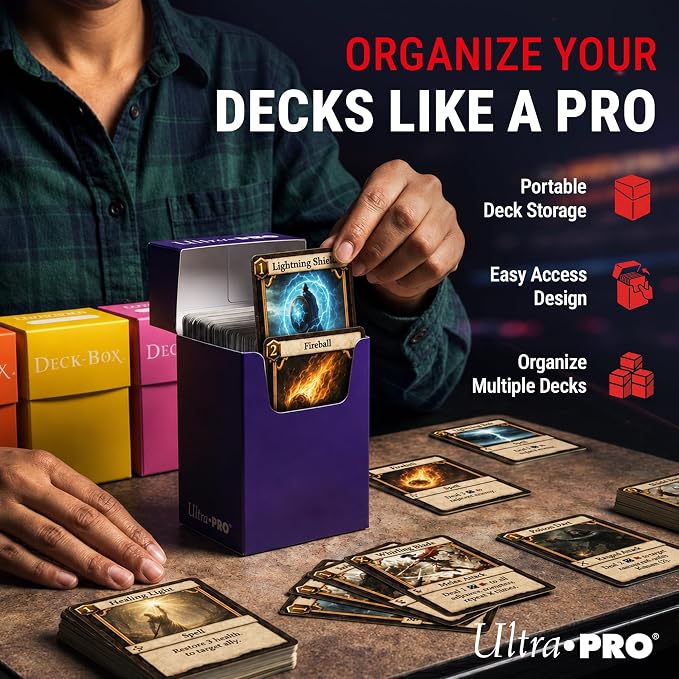 Ultra-Pro Deck Box, Set of 6 (Orange, Purple, Light Blue, Pink, Yellow, Light Green)