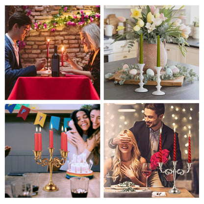Rely+ 5 Arm Baby Candelabra Black Matte 8 Inch Taper Candle Holders Gothic Decorations Candlesticks Holder Home Decor Wedding Parties Centerpiece for Dining Table