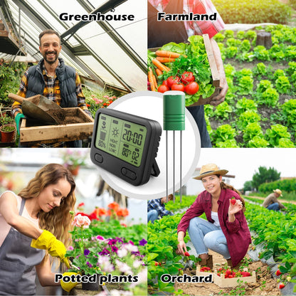 VODESON Soil Moisture Meter for Plants, Multi-Zone Wireless Soil Test Kit & Soil Thermometer, TDR4-in-1 Plant Water Meter, 230ft RF, IPX5 Waterproof, Indoor Outdoor Garden Lawn Farm(Display+2Sensor)