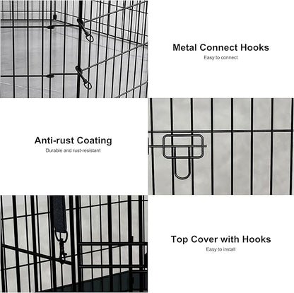 Dog Playpen with Top Cover,Foldable Metal Puppy Play Pen,24x24in 8 Panels Dog Playpen with Door for Indoor Outdoor,Heavy-Duty Pet Exercise Fence for Small Medium Animals