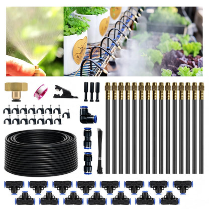 Drip Irrigation System, 2026-Upgrade 50Ft 1/4"Watering Kit with 15 360° Adjustable Copper Nozzles & 3/4" Copper Connector, DIY for Garden, Greenhouse, Pots, Raised Beds & Yard