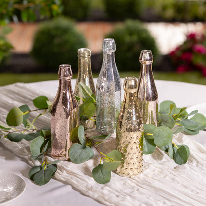 Evergreen Garden Glass Bottles for Bottle Tree, Wine Bottles for Decorativation Indoor Outdoor Wedding Christmas Party Decor (Mercury Glass, Set of 5)