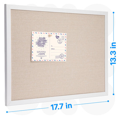 OWLKELA 13.3"x17.7" inch Bulletin Board with Linen 2 Pack, White Wood Style Frame, with 20 Pushpins, Linen Cork Board, Ideal for School, Home & Office