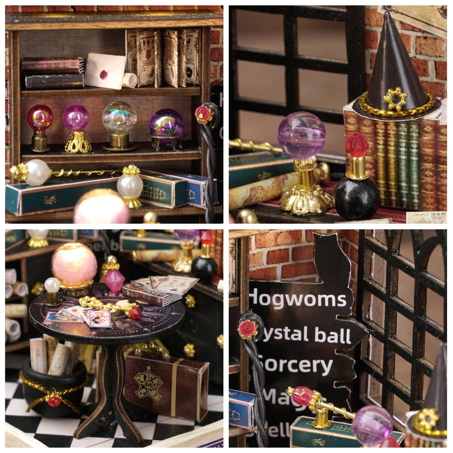 CUTEROOM DIY Doll House Miniature Furniture Wooden House Kit with Dust Cover & LED Light and Accessories - New Three Styles QT Series Dollhouse (QT047)