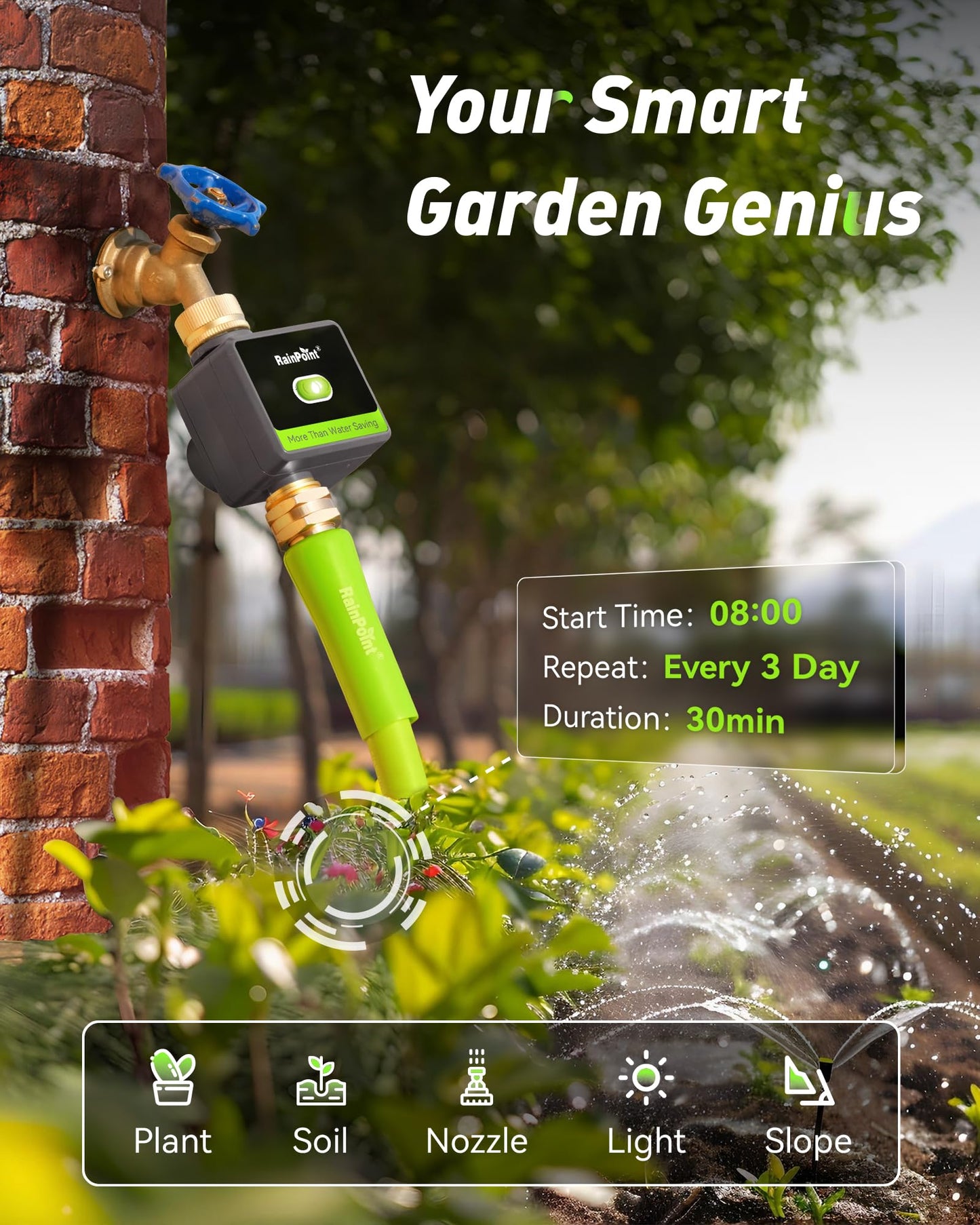 RAINPOINT WiFi Water Hose Timer with Brass Inlet&Outlet, Smart Sprinkler Timer for Watering with Gateway, WiFi Watering System for Garden, Automatic Irrigation System for Lawns and Yard