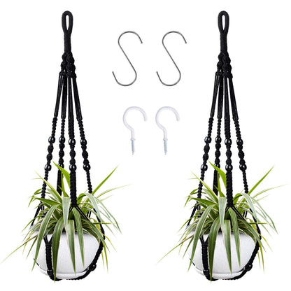Augshy Macrame Hanging Planter, 2 Pack Hanging Planters for Indoor Plants Indoor Outdoor Decor Handmade Hanging Plant Holder(35 Inch)