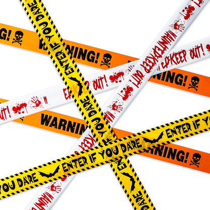Chaoaixx 3 Pcs Halloween Fright Tape Bundle - Warning - Enter If You Dare - Haunted Keep Out, 3inx90ft Halloween Decoration Clearance,Caution Tape for Haunted Houses, Danger, Beware and Attention