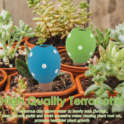 4 Pack Terracotta Watering Spikes, Vacation Self-Watering Planters Devices, Continuous Moisture with Slow Release Watering System Small Ball Shape