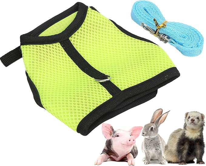 Honio Mesh Chest Back for Rabbit, Pet Mesh Traction Harness Mesh Cloth Mesh Harness for Rabbit for Guinea Pigs for Dogs for Rabbits for Little Pigs (Fruit Green)