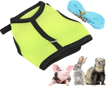 Honio Mesh Chest Back for Rabbit, Pet Mesh Traction Harness Mesh Cloth Mesh Harness for Rabbit for Guinea Pigs for Dogs for Rabbits for Little Pigs (Fruit Green)