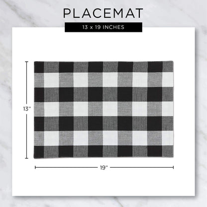 DII Buffalo Check Collection, Classic Farmhouse Tabletop Set, Placemat Set, 13x19, Stonewash Blue, 6 Piece