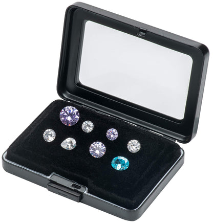 Giftop Glass Top Loose Diamond or Gemstone Display Box Case Holder Show Container Metal (Black Large Rectangle)