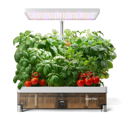 SUNCOZE Hydroponics Growing System Kit 13 Pods, Indoor Garden with Dimmable Grow Light, 4L Visible Water Tank with Adjustable Height to 12.8",Digital Timer & Water/Nutrient Reminder, Gardening Gifts